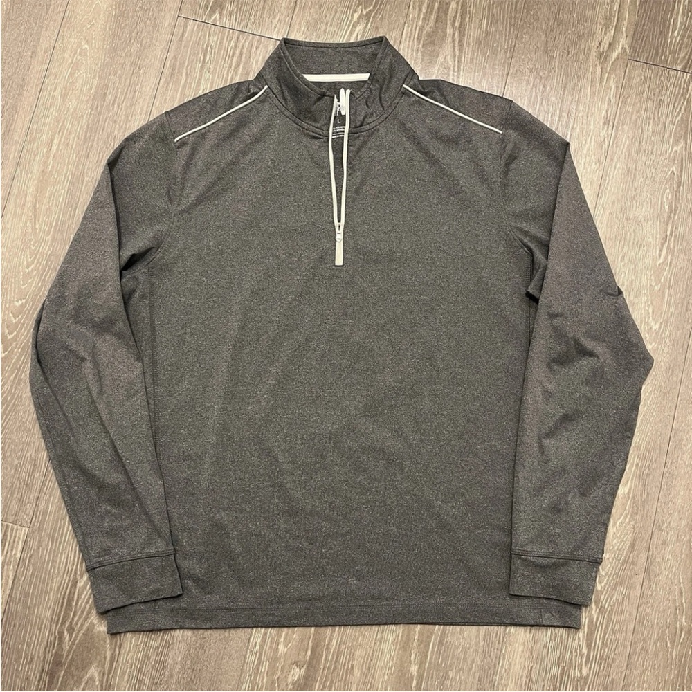Johnnie-O Pullover Mens Large Gray White Jacket 1/4 Zip Golf Stretch Casual